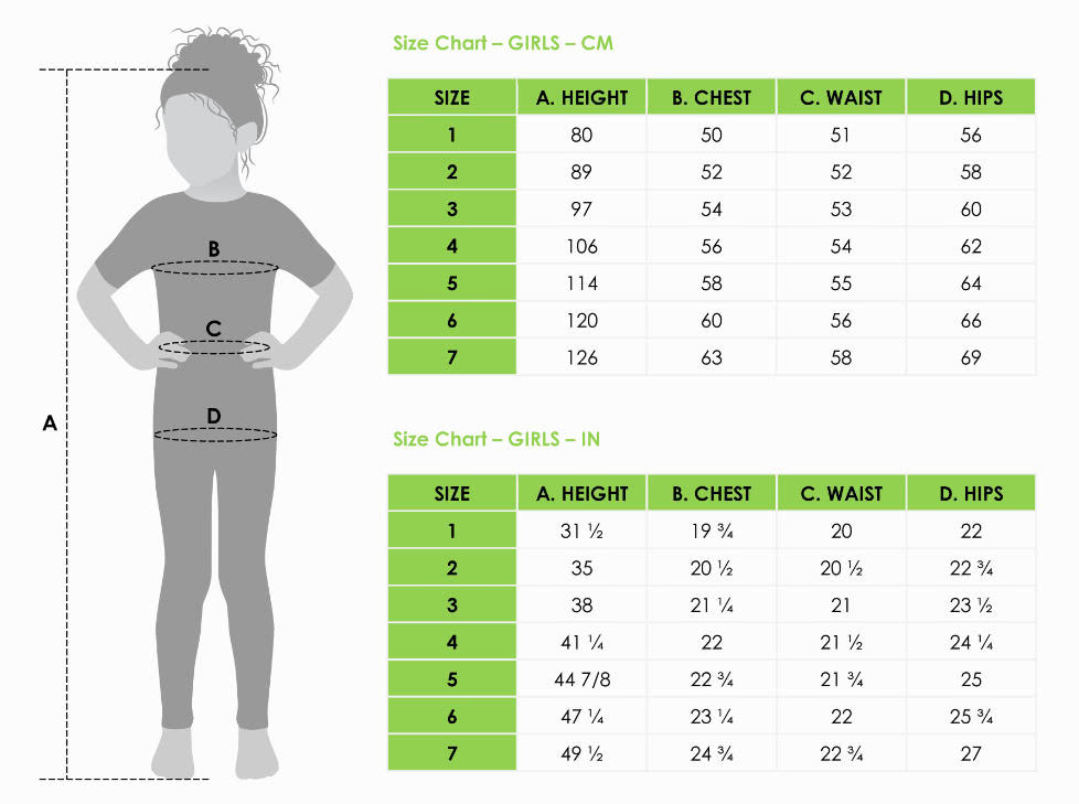 Style Arc Size Chart Kids Girls 